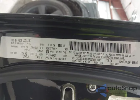 2015 Ram 1500 Tradesman from USA, damaged, VIN 3C6RR7KT8FG711289